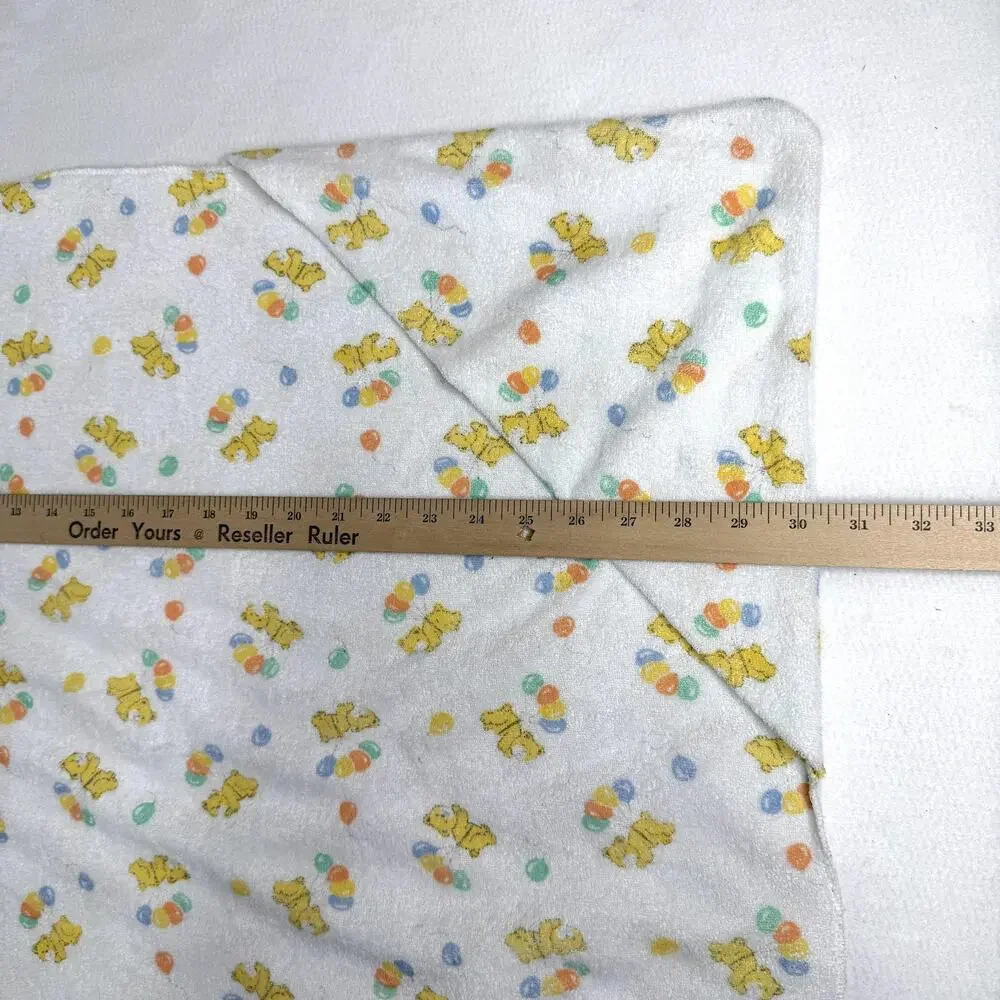Vintage Hooded Towel Terry Cloth Bear Balloon Pattern Wrap Baby Soft 90s 30x30